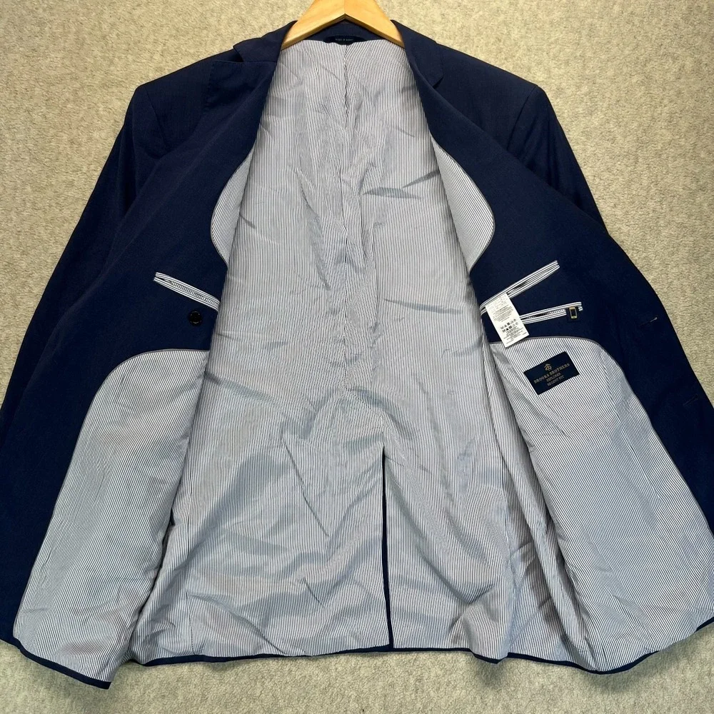 Brooks Brothers Mens Two Button Sports Coat Blue Single‎ Breasted Regent Fit 48L